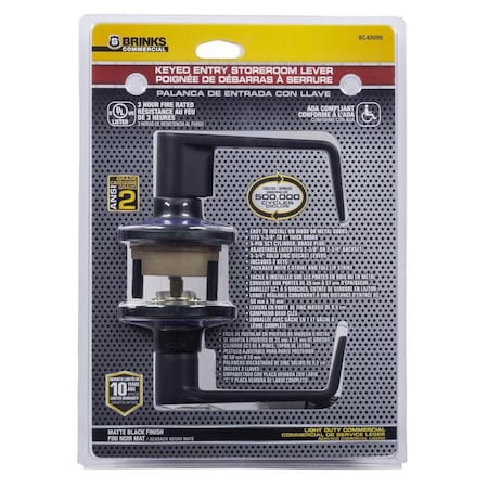 Brinks Commercial Brinks Commercial Matte Black Storeroom Lockset 2 in. BC40099